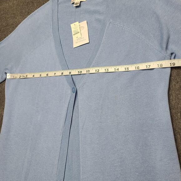 Talbots Cardigan Sweater Womens Petite Small Blue Long Duster V Neck One Button - Picture 4 of 9